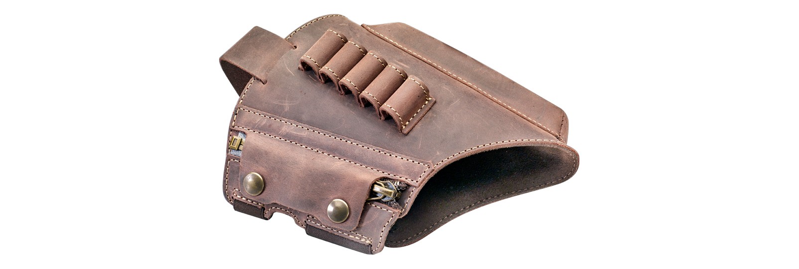 Leather cheek piece, holding  cartridges Jackal